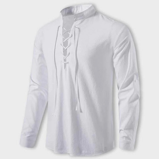 Marcelo | Chemise décontractée à col en V d'automne pour hommes | Manches longues