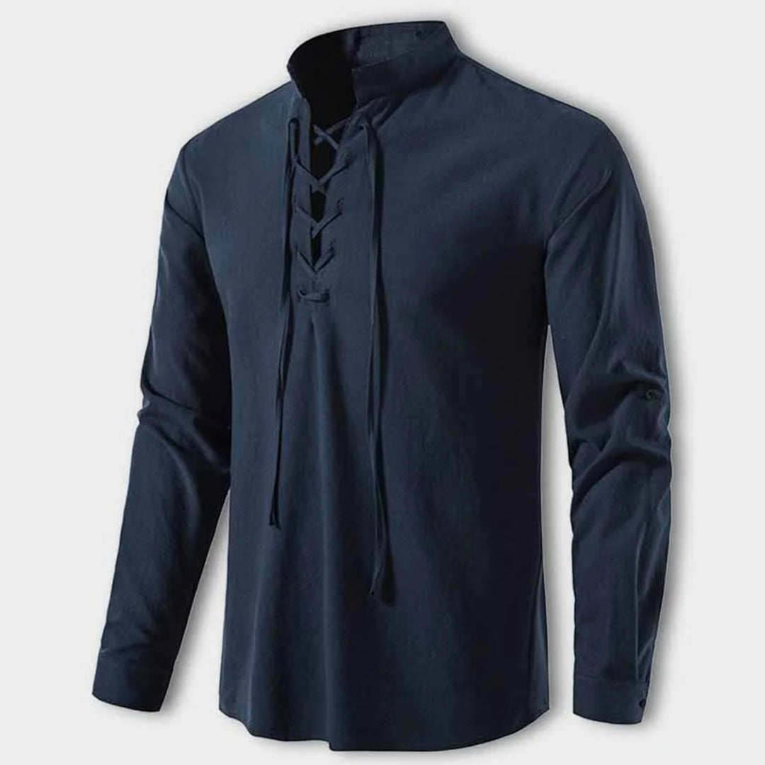 Marcelo | Chemise décontractée à col en V d'automne pour hommes | Manches longues